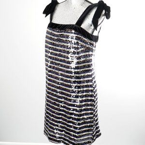 NWT AQUA SEQUINED STRIPED PARTY DRESS  - Medium